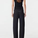 Twill Stripe Detail Pant Black/Yellow BASSIKE