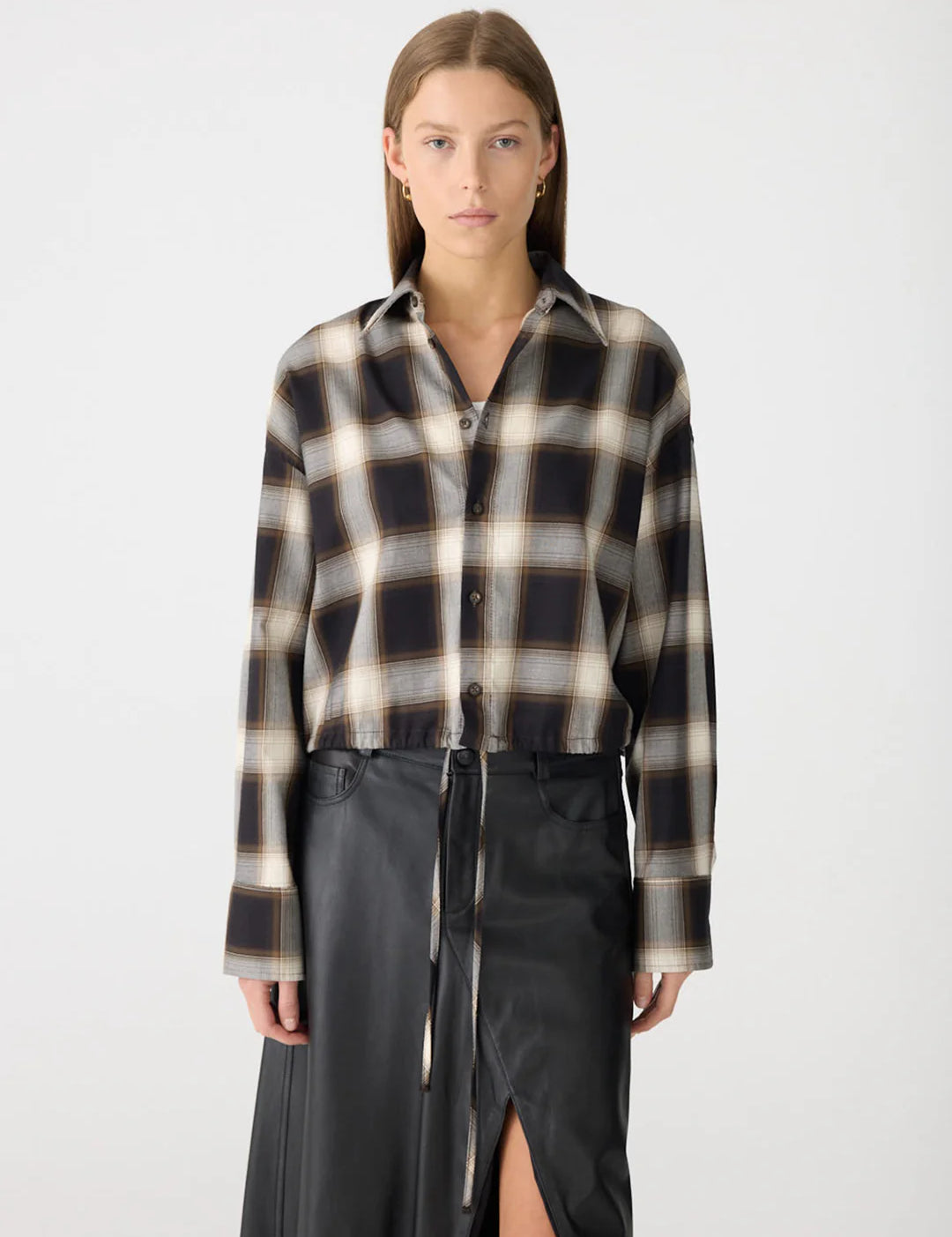 Drawstring Check Shirt BASSIKE