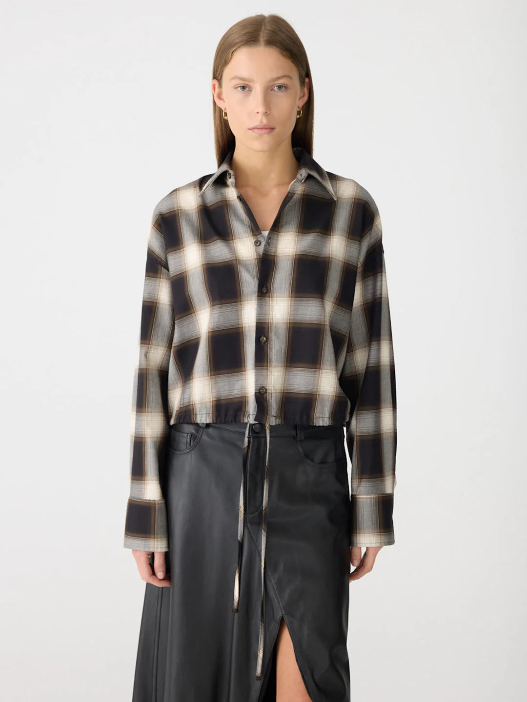 Drawstring Check Shirt BASSIKE