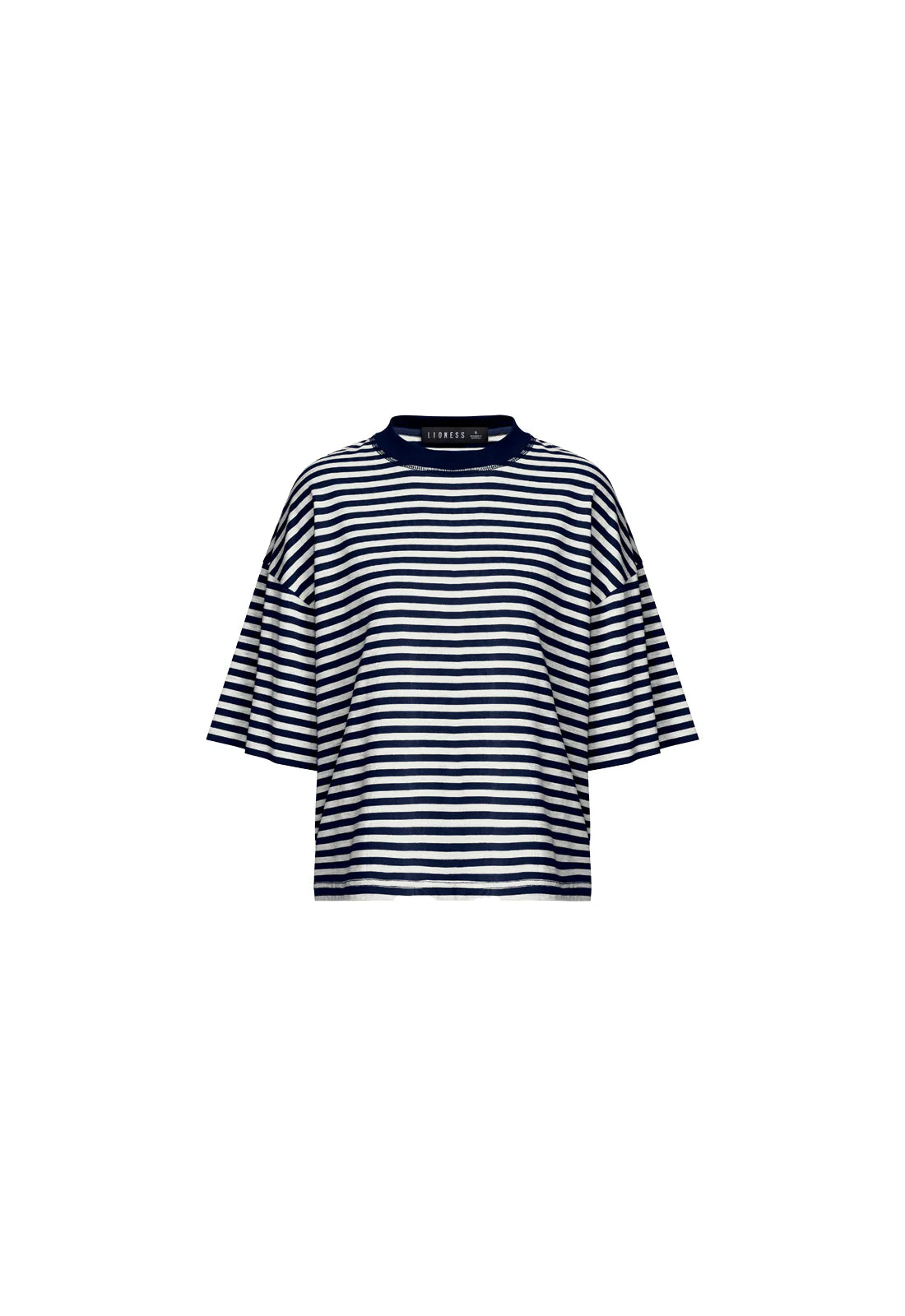 Bloom Short Sleeve Stripe in Navy and White Lioness