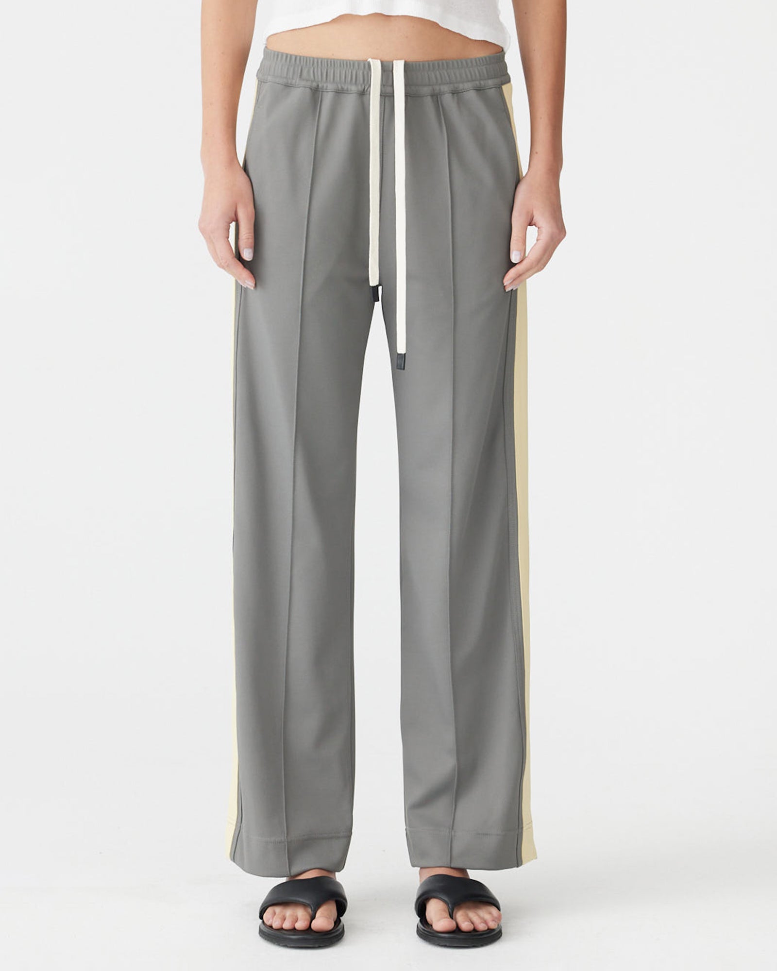 Twill Stripe Detail Pant in Pewter/Yellow BASSIKE