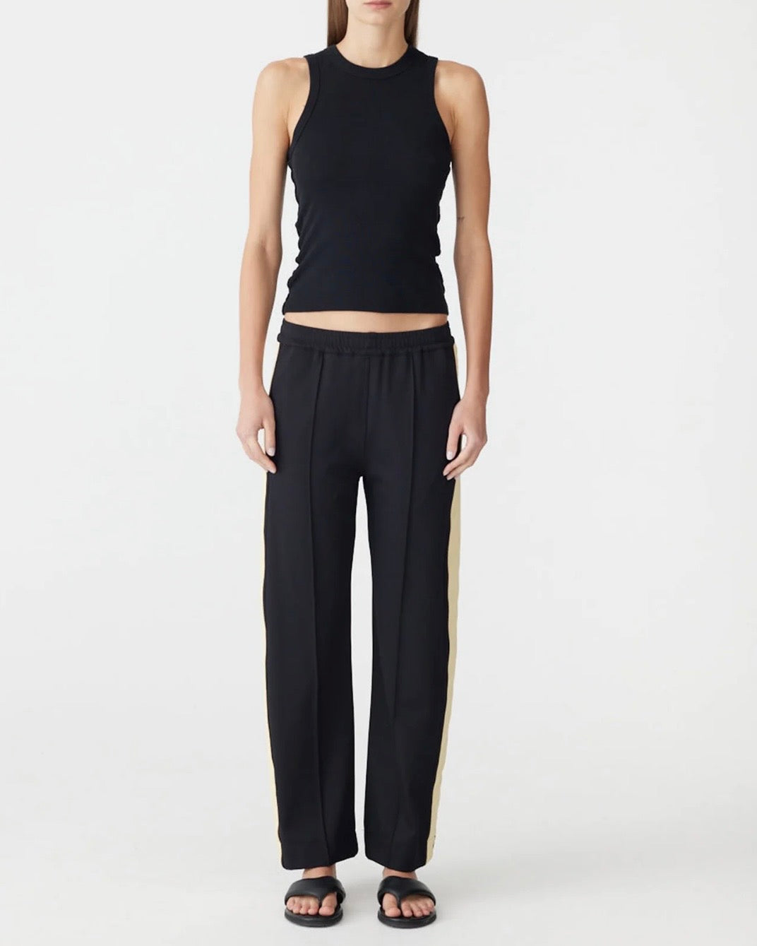 Twill Stripe Detail Pant Black/Yellow BASSIKE