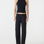 Twill Stripe Detail Pant Black/Yellow BASSIKE