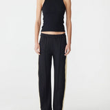 Twill Stripe Detail Pant Black/Yellow BASSIKE