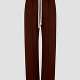 Twill Stripe Detail Pant in Carob and Pale Pink Bassike