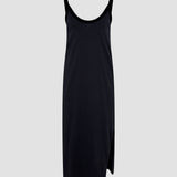 Contrast V- Neck Slip Dress in Black