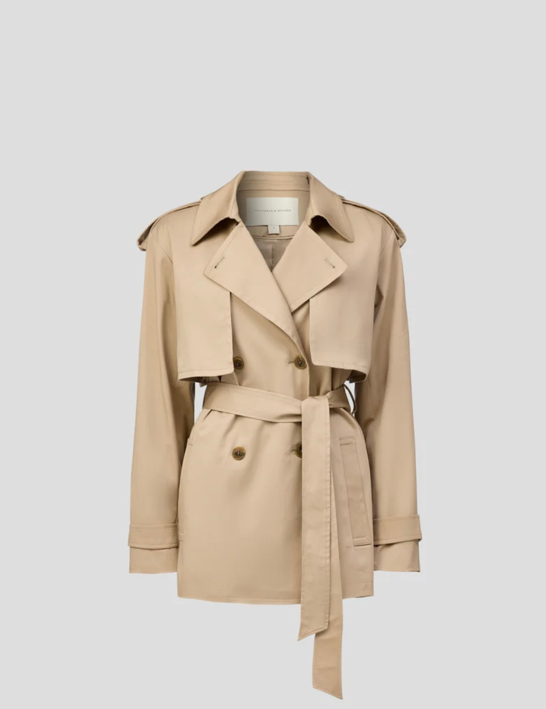 Letterman Double Breasted Mid-Length Camel Trench