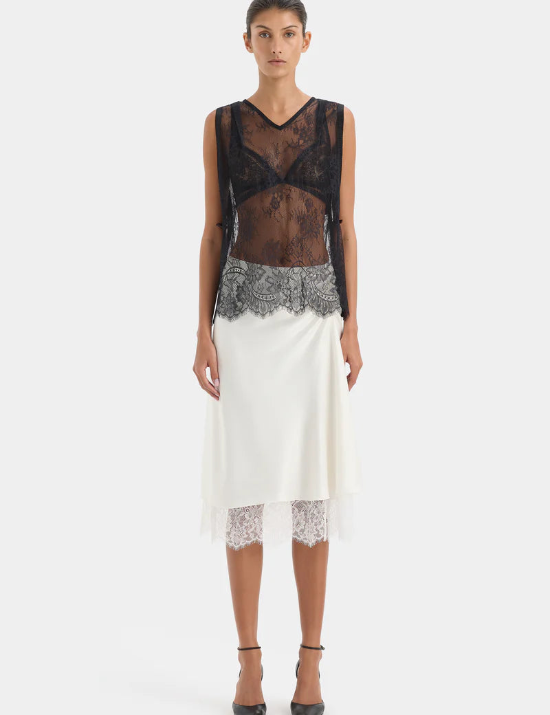 Ingrid Lace Midi Skirt in Ivory Sir.