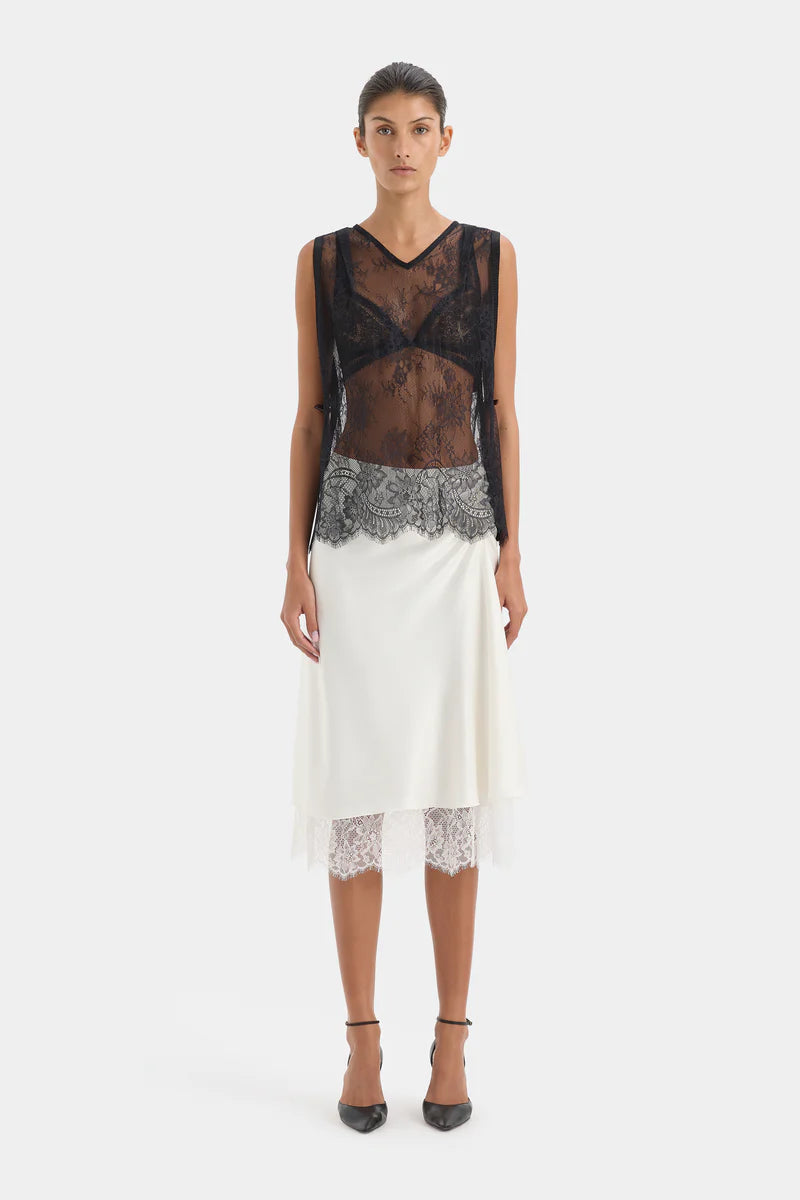 Ingrid Lace Midi Skirt in Ivory Sir.