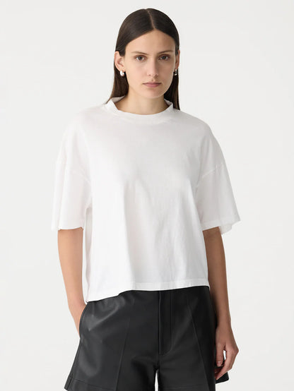 Floating Neck Boxy T-Shirt in White