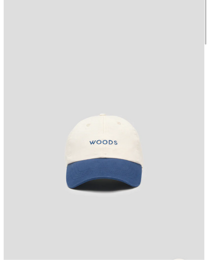 Woods Two Tone Cap in Ecru and Indigo Blue