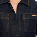 Immy Denim Top in Raw Kivari