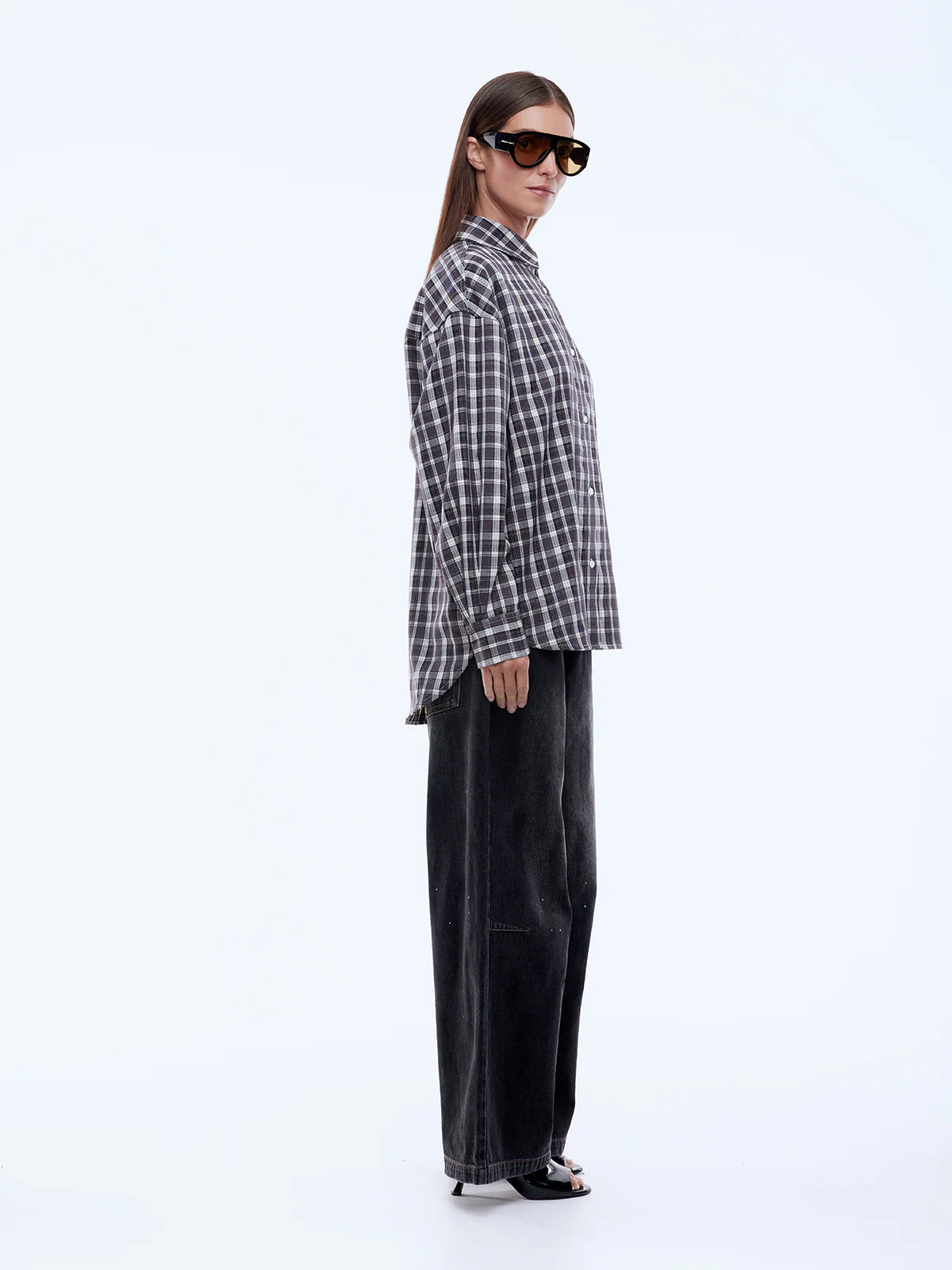 Gigi Check Shirt in Charcoal Ena Pelly
