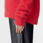 Deep V Textured Knit in Red BASSIKE