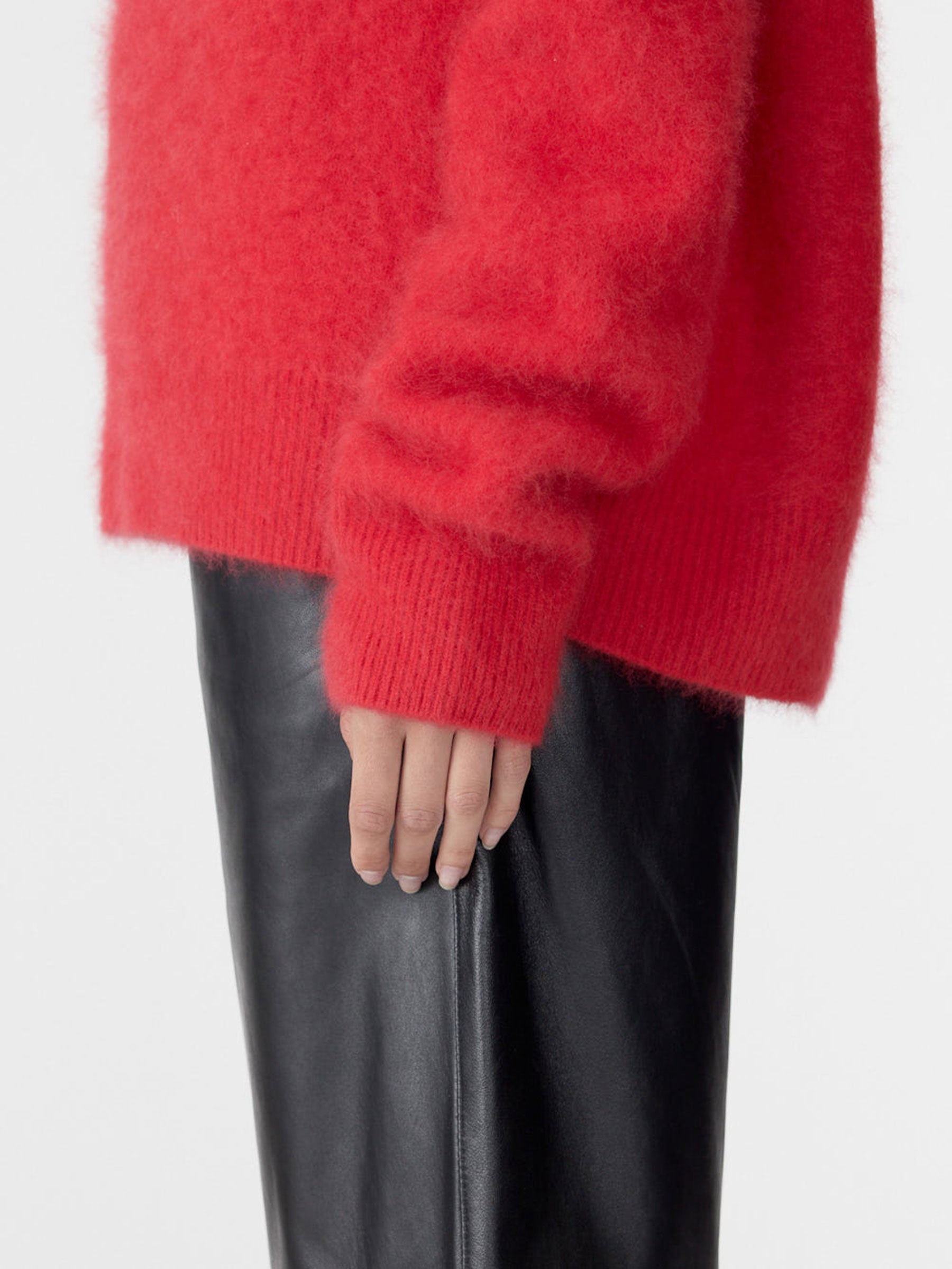 Deep V Textured Knit in Red BASSIKE