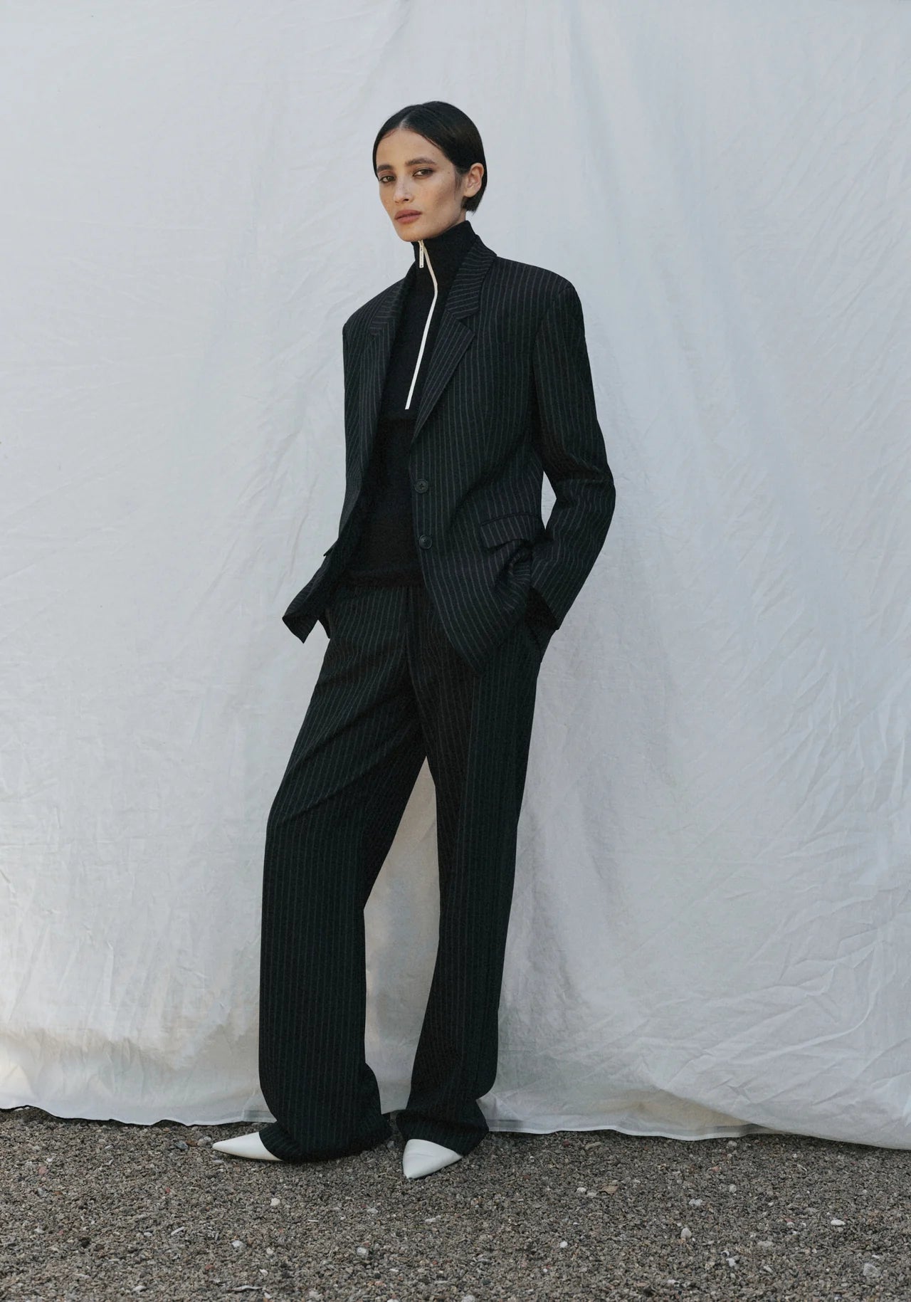 Michigan Blazer in Black Pinstripe Cloth Lifestyle Boutique