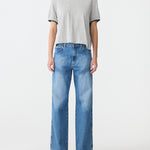 Layered Neck T-Shirt in GreyMarl/Blue BASSIKE