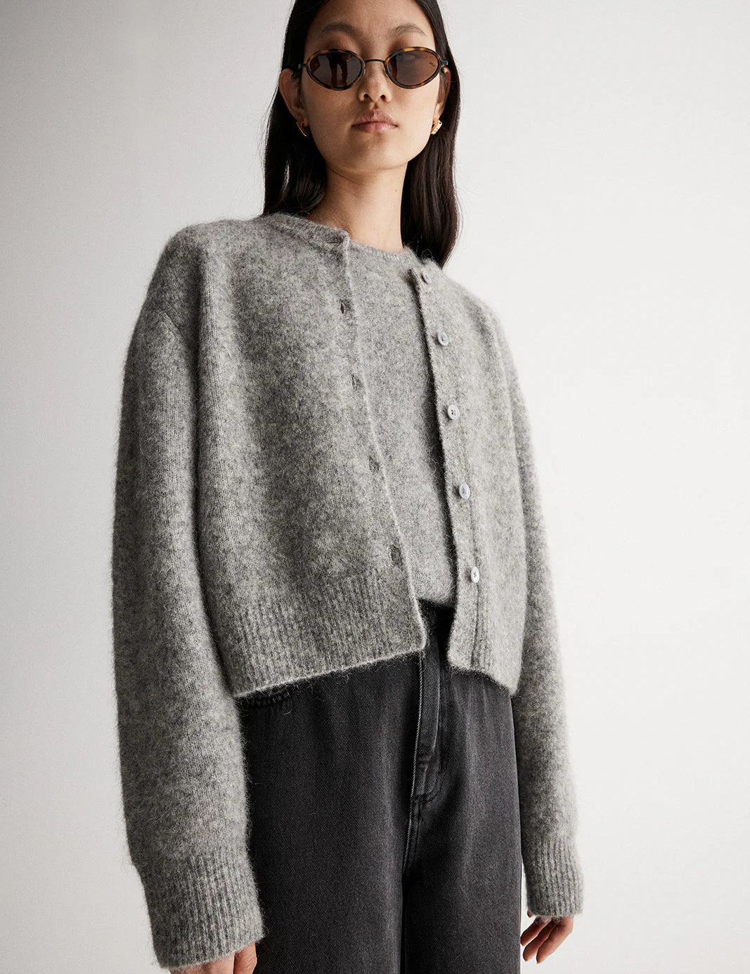 Abigail Knit Cardigan in Grey Marle Elka Collective