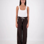 Brown Pant with stripes elastic waist by Jasmine Alexa at clothlifestyle boutique 