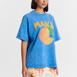 Mango Oversized Tee in Blue Maku