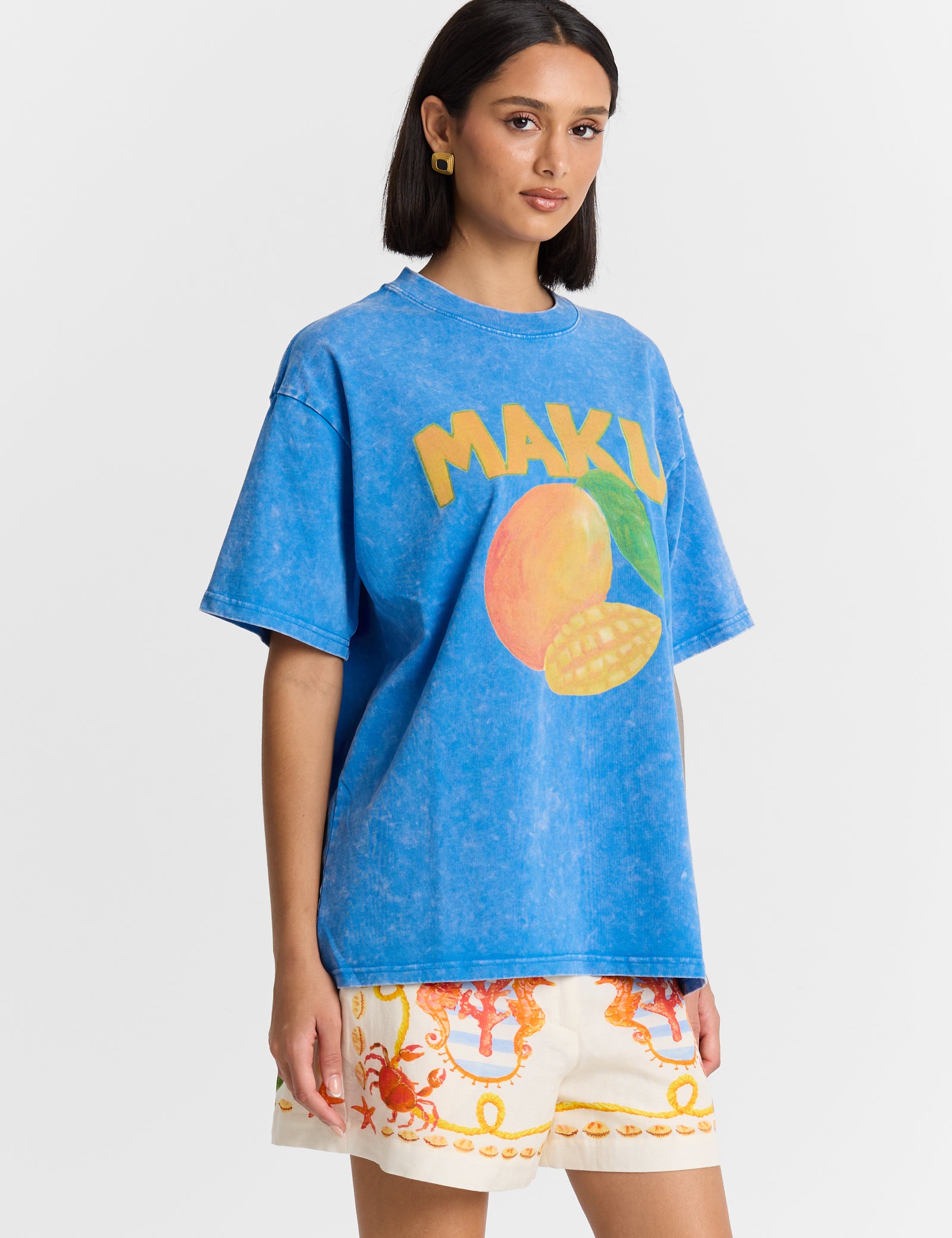 Mango Oversized Tee in Blue Maku