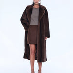 Nova Longline Fur Jacket in Brown Ena Pelly