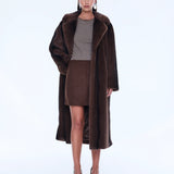 Nova Longline Fur Jacket in Brown Ena Pelly