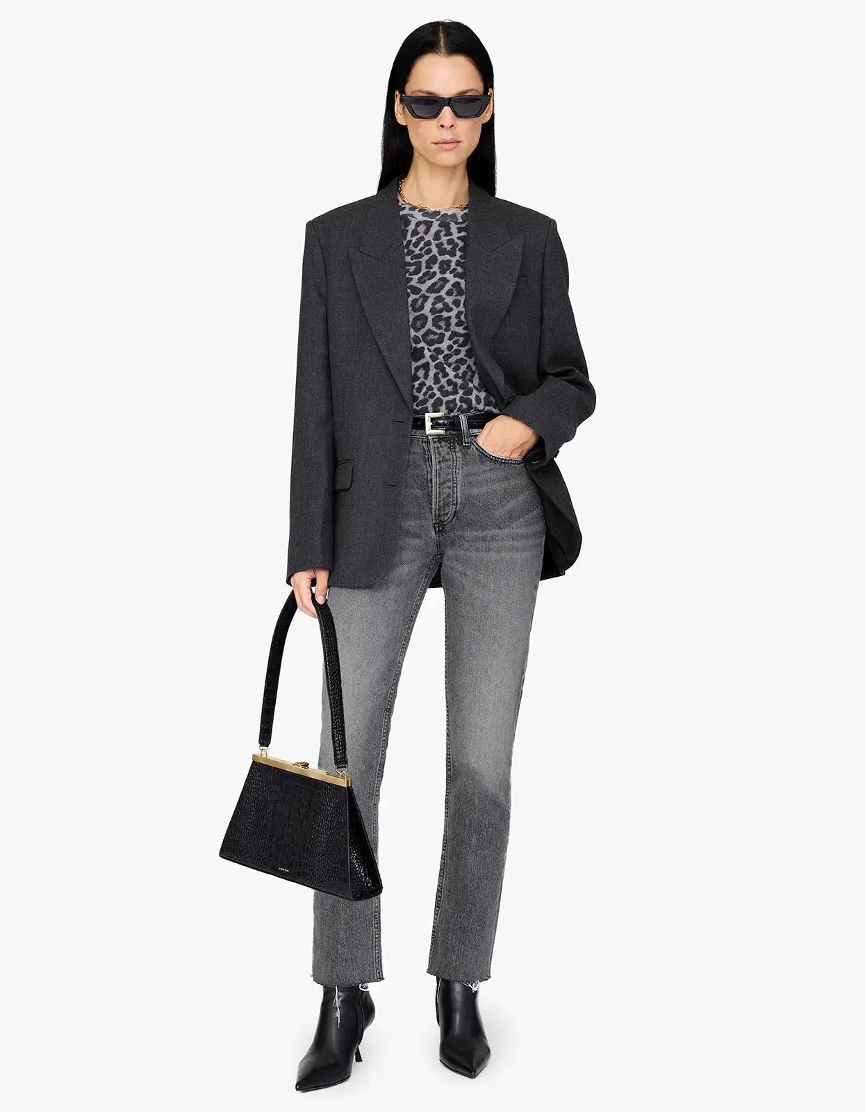 Cohen Tee in Grey Leopard Anine Bing