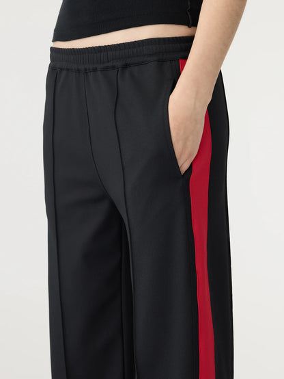 Twill stripe detail pant black and red stripe