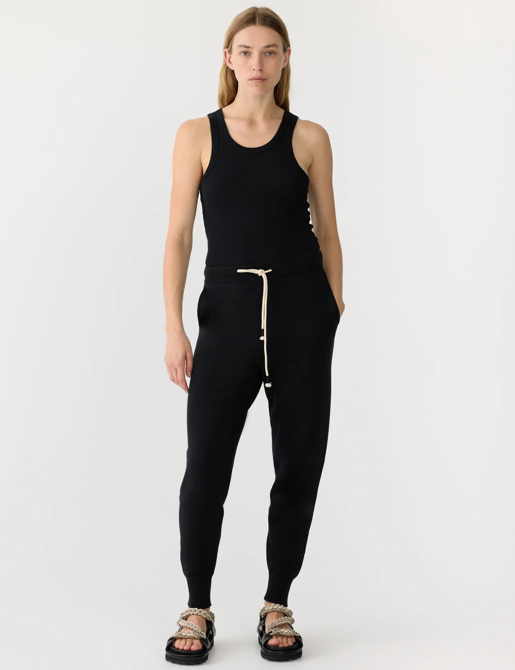 combat cotton knit pant black
