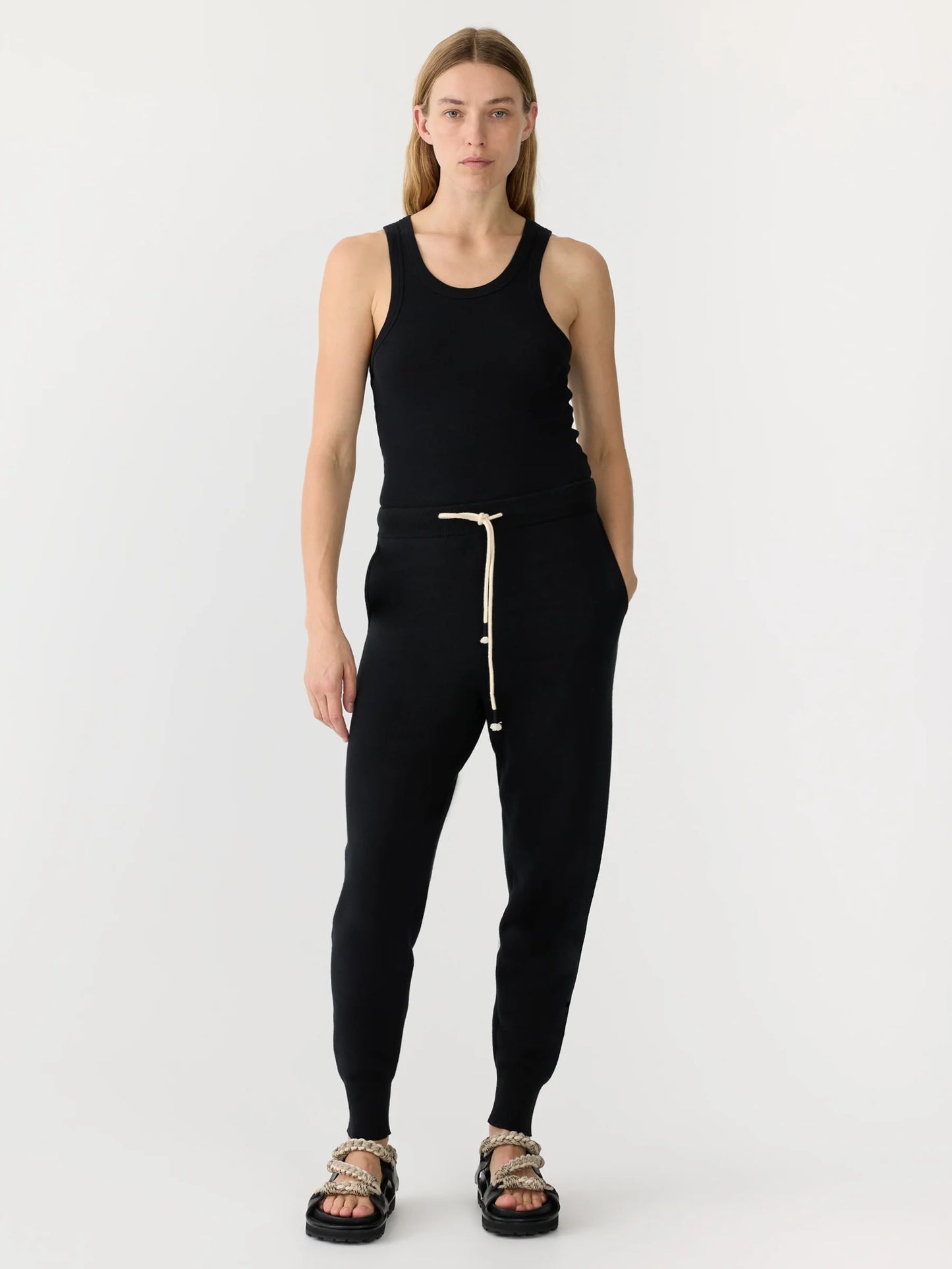 combat cotton knit pant black