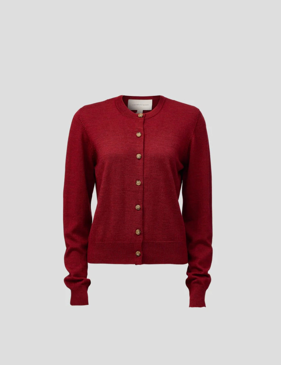 Graduate Merino Wool Cardigan in Deep Red Viktoria + Woods