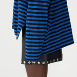Stripe Boxy Heritage L/S Tshirt in Cobalt and Black -  BASSIKE
