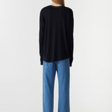 Curved Heritage L/S T- Shirt in Black