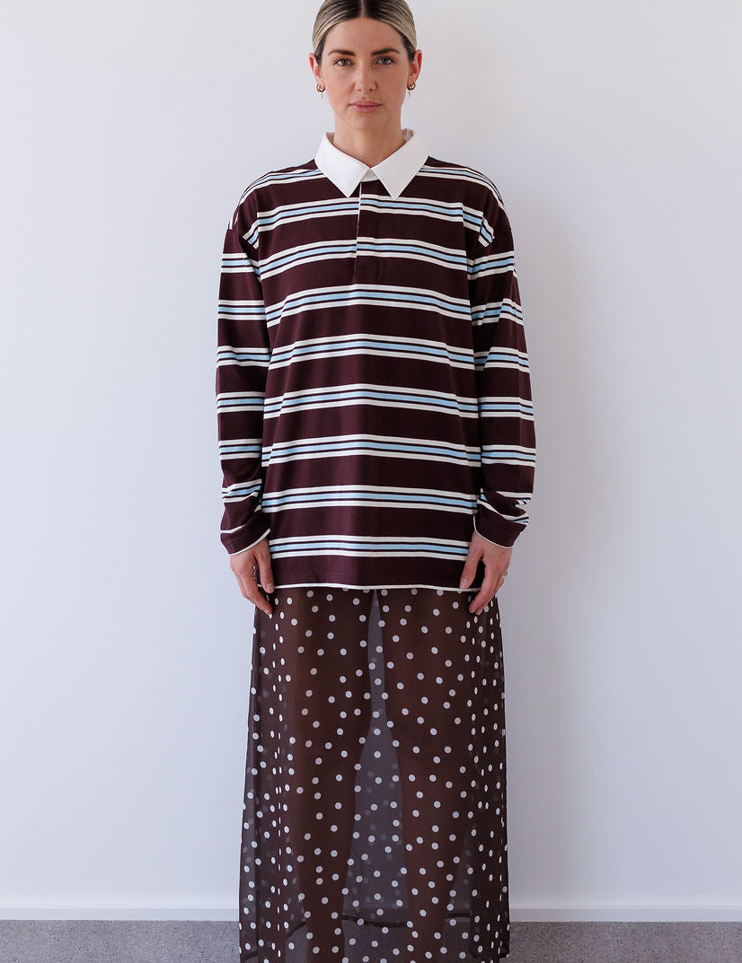 Winnie Polo in Chocolate Stripe Mabel