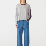 Racer Sleeve Long Sleeve T-Shirt in Grey/Marle