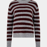 Wool Alpaca Knit in Burgundy Stripe