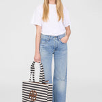 Lara Tote in Natural and Black Stripe Anine Bing