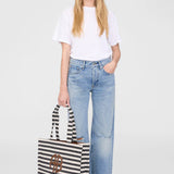 Lara Tote in Natural and Black Stripe Anine Bing