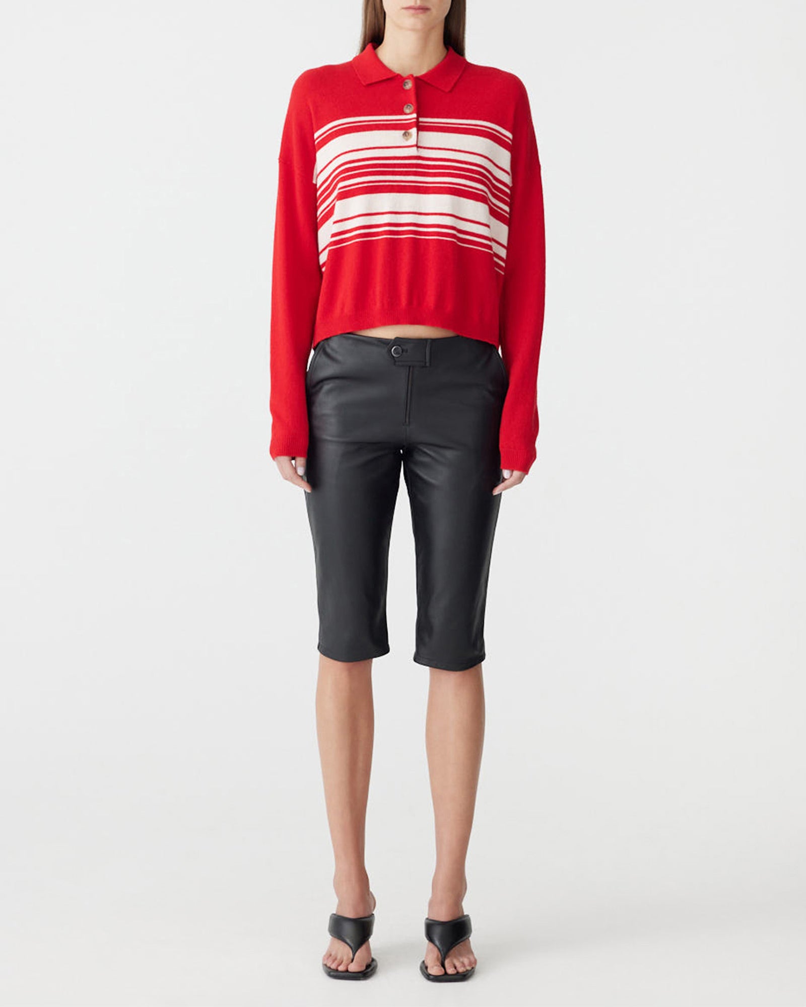 Fine Gauge Wool Cashmere Polo in Red BASSIKE