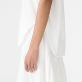 Crushed Cotton Sleeveless Shirt in White