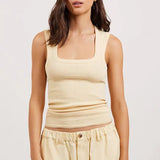 Low Scooped Rib Tank in Yellow Bassike