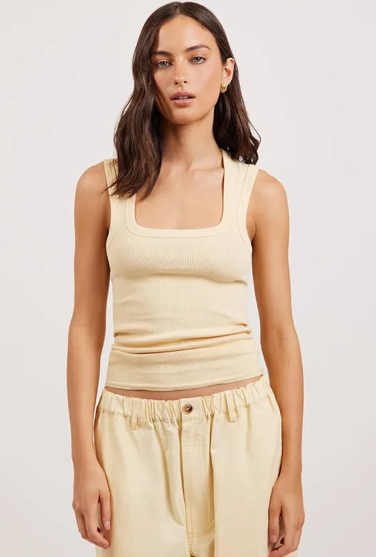 Low Scooped Rib Tank in Yellow Bassike