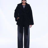 Quinn Faux Fur Robe in Black
