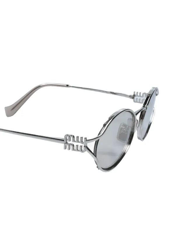 Logo Metal Oval Sunglasses by Miu Miu