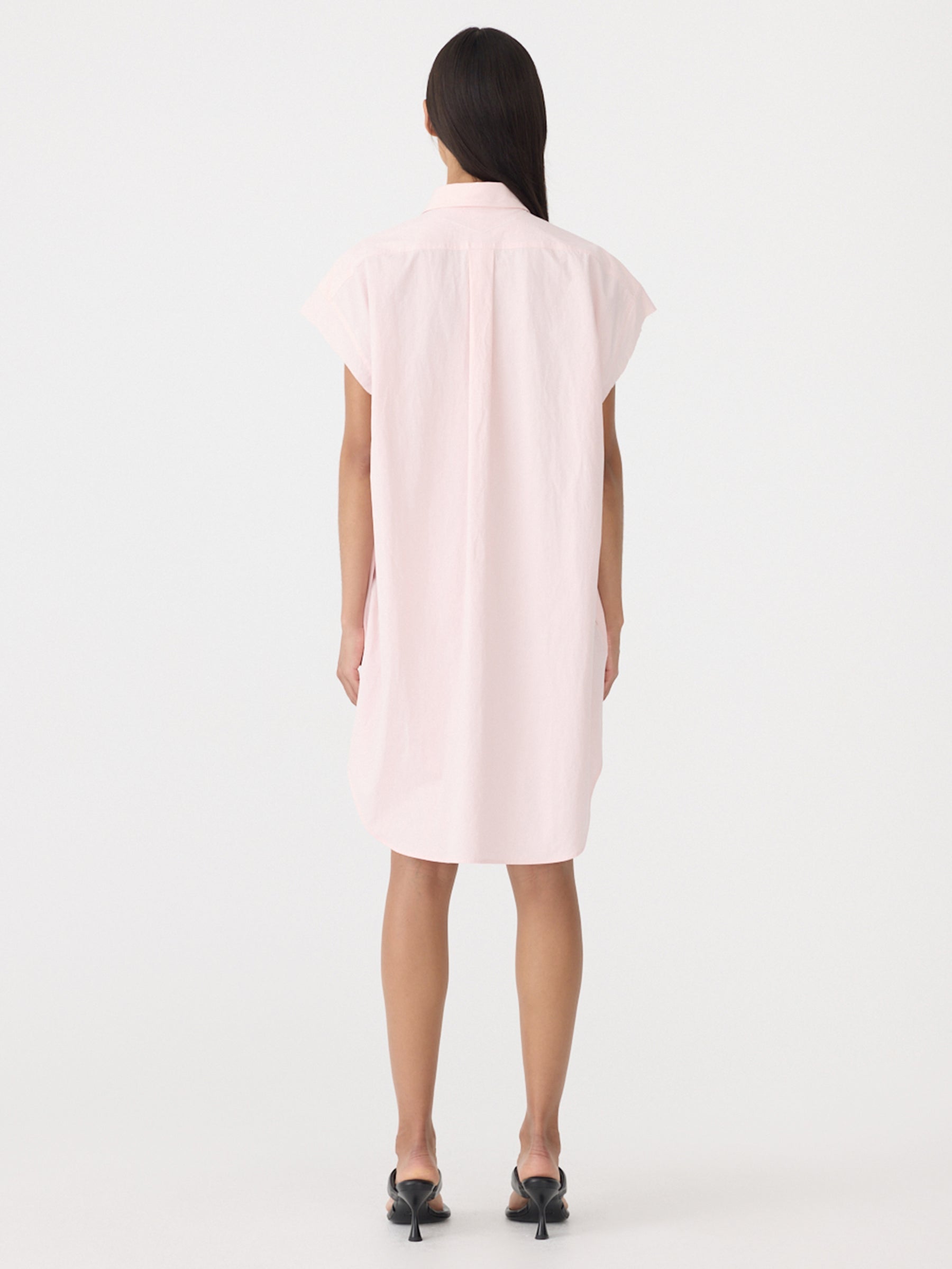Crushed Cotton Sleeveless Dress in Pink Bassike