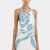 Lilou Halter Mini Dress in Liora Blue Sir.