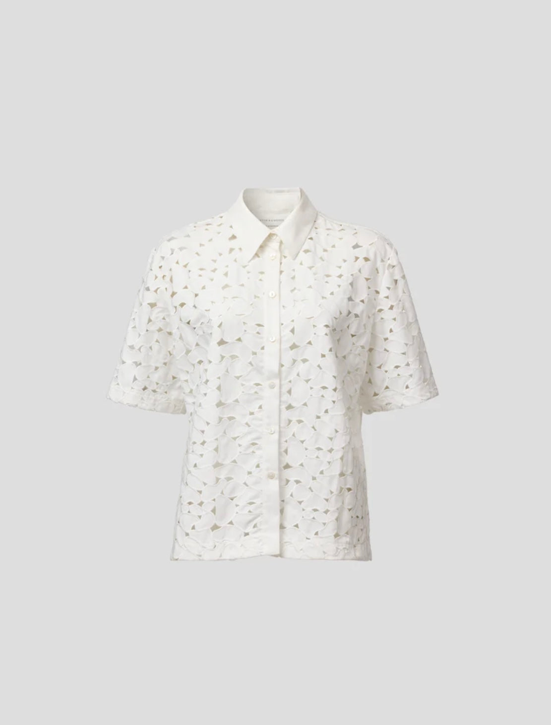 Rosella Shirt in White Embroidered Lace