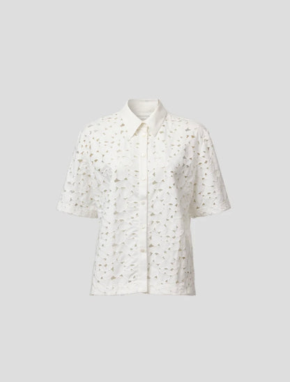 Rosella Shirt in White Embroidered Lace