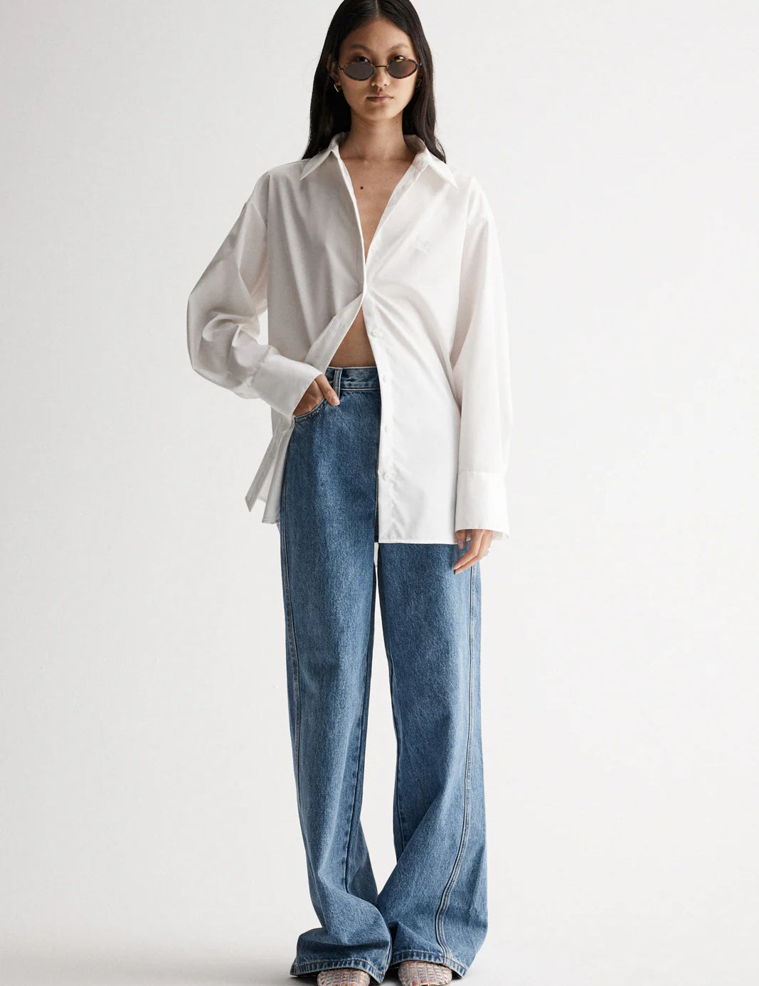White cotton shirt with collar clothlifestyle boutique 